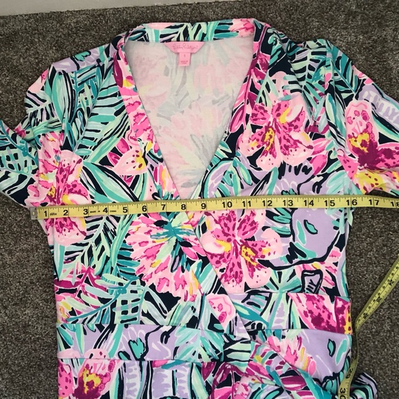 Lilly Pulitzer Rosaline Wrap Dress in Slathouse Soirée Blue Floral Multi Small - Picture 12 of 16
